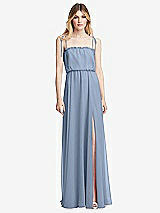Front View Thumbnail - Cloudy Skinny Tie-Shoulder Ruffle-Trimmed Blouson Maxi Dress