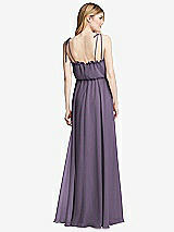 Rear View Thumbnail - Lavender Skinny Tie-Shoulder Ruffle-Trimmed Blouson Maxi Dress