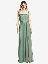 Front View Thumbnail - Seagrass Skinny Tie-Shoulder Ruffle-Trimmed Blouson Maxi Dress