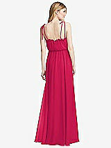 Rear View Thumbnail - Vivid Pink Skinny Tie-Shoulder Ruffle-Trimmed Blouson Maxi Dress