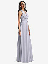 Side View Thumbnail - Silver Dove Shirred Deep Plunge Neck Closed Back Chiffon Maxi Dress 