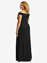 Alt View 3 Thumbnail - Black Cuffed Off-the-Shoulder Pleated Faux Wrap Maxi Dress