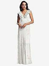 Front View Thumbnail - Spring Fling Tiered Ruffle Plunge Neck Open-Back Maxi Dress with Deep Ruffle Skirt