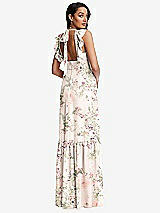 Rear View Thumbnail - Blush Garden Tiered Ruffle Plunge Neck Open-Back Maxi Dress with Deep Ruffle Skirt