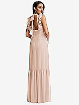 Rear View Thumbnail - Cameo Tiered Ruffle Plunge Neck Open-Back Maxi Dress with Deep Ruffle Skirt
