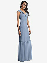 Side View Thumbnail - Cloudy Tiered Ruffle Plunge Neck Open-Back Maxi Dress with Deep Ruffle Skirt