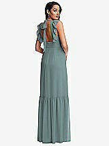 Rear View Thumbnail - Icelandic Tiered Ruffle Plunge Neck Open-Back Maxi Dress with Deep Ruffle Skirt