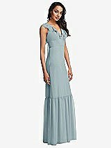 Side View Thumbnail - Morning Sky Tiered Ruffle Plunge Neck Open-Back Maxi Dress with Deep Ruffle Skirt