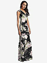 Side View Thumbnail - Noir Garden Tiered Ruffle Plunge Neck Open-Back Maxi Dress with Deep Ruffle Skirt