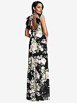 Rear View Thumbnail - Noir Garden Tiered Ruffle Plunge Neck Open-Back Maxi Dress with Deep Ruffle Skirt