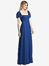 Side View Thumbnail - Classic Blue Regency Empire Waist Puff Sleeve Chiffon Maxi Dress