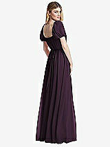 Rear View Thumbnail - Aubergine Regency Empire Waist Puff Sleeve Chiffon Maxi Dress
