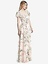 Side View Thumbnail - Blush Garden Regency Empire Waist Puff Sleeve Chiffon Maxi Dress