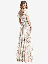 Rear View Thumbnail - Blush Garden Regency Empire Waist Puff Sleeve Chiffon Maxi Dress