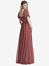 Rear View Thumbnail - English Rose Regency Empire Waist Puff Sleeve Chiffon Maxi Dress