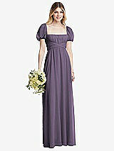 Alt View 1 Thumbnail - Lavender Regency Empire Waist Puff Sleeve Chiffon Maxi Dress