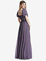 Rear View Thumbnail - Lavender Regency Empire Waist Puff Sleeve Chiffon Maxi Dress