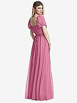 Rear View Thumbnail - Orchid Pink Regency Empire Waist Puff Sleeve Chiffon Maxi Dress