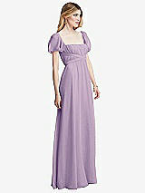 Side View Thumbnail - Pale Purple Regency Empire Waist Puff Sleeve Chiffon Maxi Dress