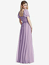 Rear View Thumbnail - Pale Purple Regency Empire Waist Puff Sleeve Chiffon Maxi Dress