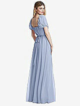 Rear View Thumbnail - Sky Blue Regency Empire Waist Puff Sleeve Chiffon Maxi Dress