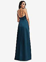 Rear View Thumbnail - Atlantic Blue Adjustable Strap Faux Wrap Maxi Dress with Covered Button Details
