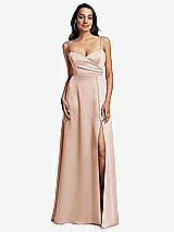 Front View Thumbnail - Cameo Adjustable Strap Faux Wrap Maxi Dress with Covered Button Details