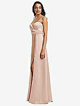 Side View Thumbnail - Cameo Adjustable Strap Faux Wrap Maxi Dress with Covered Button Details