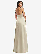 Rear View Thumbnail - Champagne Adjustable Strap Faux Wrap Maxi Dress with Covered Button Details