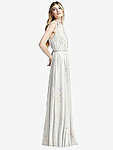 Side View Thumbnail - Spring Fling Illusion Back Halter Maxi Dress with Covered Button Detail