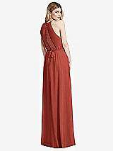 Rear View Thumbnail - Amber Sunset Illusion Back Halter Maxi Dress with Covered Button Detail