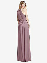 Rear View Thumbnail - Dusty Rose Illusion Back Halter Maxi Dress with Covered Button Detail
