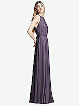 Side View Thumbnail - Lavender Illusion Back Halter Maxi Dress with Covered Button Detail