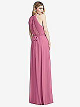 Rear View Thumbnail - Orchid Pink Illusion Back Halter Maxi Dress with Covered Button Detail