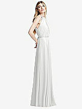 Side View Thumbnail - White Illusion Back Halter Maxi Dress with Covered Button Detail
