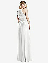 Rear View Thumbnail - White Illusion Back Halter Maxi Dress with Covered Button Detail
