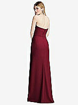 Alt View 3 Thumbnail - Burgundy Strapless Pleated Faux Wrap Trumpet Gown with Front Slit