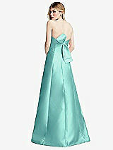 Front View Thumbnail - Coastal Strapless A-line Satin Gown with Modern Bow Detail