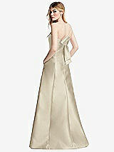 Side View Thumbnail - Champagne Strapless A-line Satin Gown with Modern Bow Detail