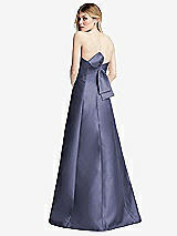 Front View Thumbnail - French Blue Strapless A-line Satin Gown with Modern Bow Detail
