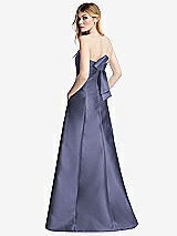 Side View Thumbnail - French Blue Strapless A-line Satin Gown with Modern Bow Detail