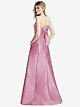 Side View Thumbnail - Powder Pink Strapless A-line Satin Gown with Modern Bow Detail