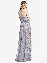 Rear View Thumbnail - Butterfly Botanica Silver Dove Shirred Bodice Strapless Chiffon Maxi Dress with Optional Straps