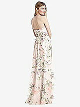 Rear View Thumbnail - Blush Garden Shirred Bodice Strapless Chiffon Maxi Dress with Optional Straps