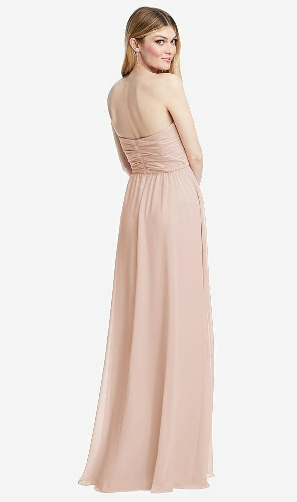 Back View - Cameo Shirred Bodice Strapless Chiffon Maxi Dress with Optional Straps