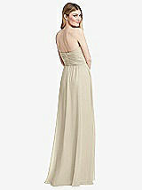Rear View Thumbnail - Champagne Shirred Bodice Strapless Chiffon Maxi Dress with Optional Straps
