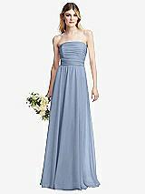 Alt View 1 Thumbnail - Cloudy Shirred Bodice Strapless Chiffon Maxi Dress with Optional Straps