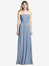 Front View Thumbnail - Cloudy Shirred Bodice Strapless Chiffon Maxi Dress with Optional Straps