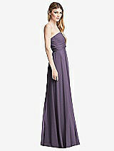 Side View Thumbnail - Lavender Shirred Bodice Strapless Chiffon Maxi Dress with Optional Straps