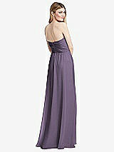 Rear View Thumbnail - Lavender Shirred Bodice Strapless Chiffon Maxi Dress with Optional Straps